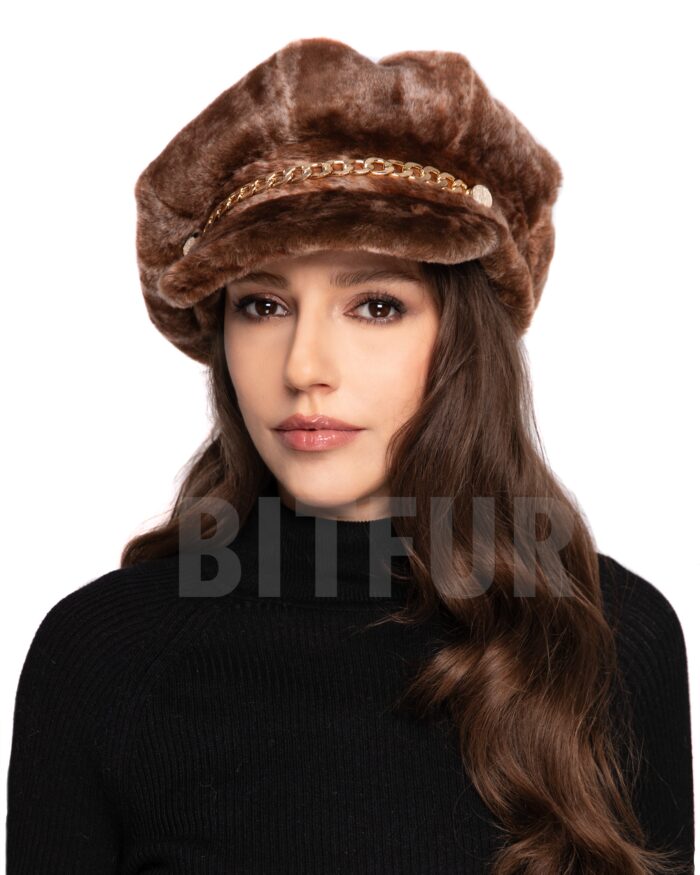 Кепка восьмиклинка из овчины - рыжая
